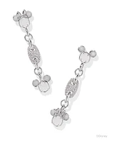 Disney | Kendra Scott Silver Mickey Mouse and Minnie Mouse Crystal Linear Earrings in Iridescent White Mix