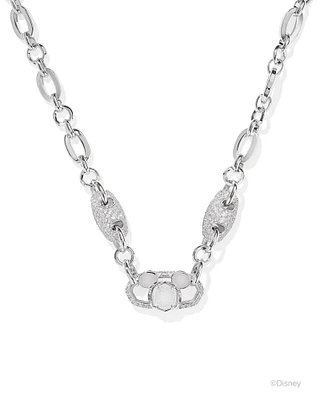 Disney | Kendra Scott Silver Mickey Mouse Crystal Chain Necklace in Iridescent White Mix