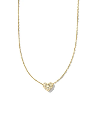 Holland Gold Heart Short Pendant Necklace Pink Crystal