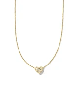 Holland Gold Heart Short Pendant Necklace Pink Crystal