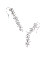 Rosalie Silver Linear Earrings in White Crystal