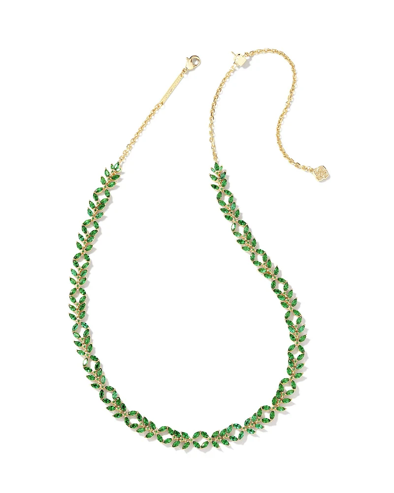 Rosalie Gold Tennis Necklace White Crystal
