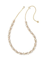 Rosalie Gold Tennis Necklace White Crystal