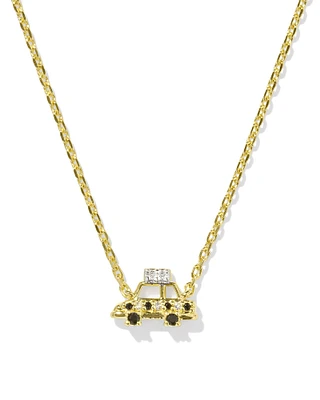 Tiny Taxi 18k Gold Vermeil Pendant Necklace in Black Spinel and White Topaz