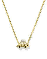 Tiny Taxi 18k Gold Vermeil Pendant Necklace in Black Spinel and White Topaz