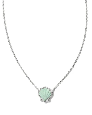 Brynne Silver Shell Short Pendant Necklace in Sea Green Chrysocolla