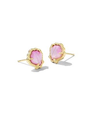 Brynne Gold Shell Stud Earrings Blush Ivory Mother-of-Pearl