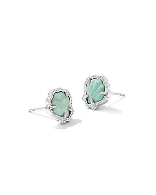 Brynne Silver Shell Stud Earrings in Sea Green Chrysocolla