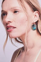 Daphne Gold Coral Frame Drop Earrings Iridescent Abalone