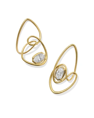 Myles Vintage Gold Crystal Statement Earrings White CZ
