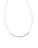 Tennis 14k White Gold Bar Necklace in White Diamond