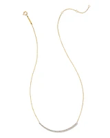 0.54 ct Tennis 14k Yellow Gold Bar Necklace in White Diamond