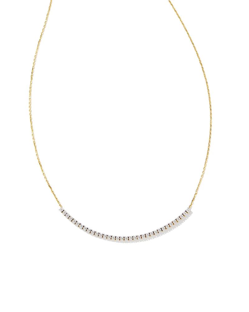 0.54 ct Tennis 14k Yellow Gold Bar Necklace in White Diamond