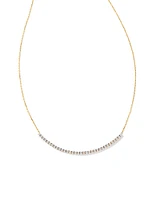 0.54 ct Tennis 14k Yellow Gold Bar Necklace in White Diamond