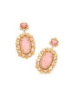 Havana Vintage Gold Statement Earrings in Blush Pink Quartzite