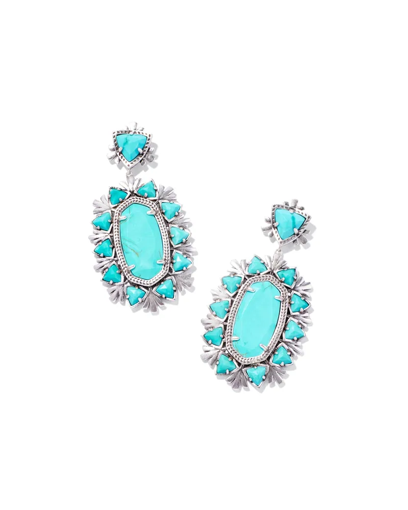 Havana Vintage Silver Statement Earrings in Variegated Turquoise Magnesite