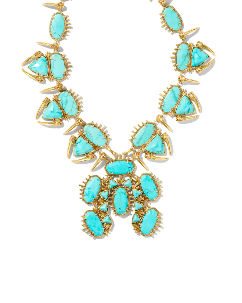 Odessa Vintage Gold Statement Necklace in Variegated Turquoise Magnesite
