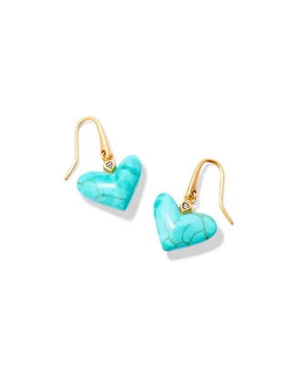 Poppy Vintage Gold Drop Earrings in Variegated Turquoise Magnesite