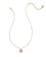 Poppy Vintage Gold Short Pendant Necklace in Blush Pink Quartzite