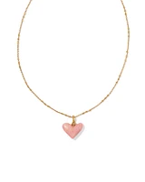Poppy Vintage Gold Short Pendant Necklace in Blush Pink Quartzite