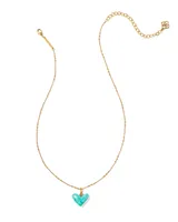 Poppy Vintage Gold Short Pendant Necklace in Variegated Turquoise Magnesite