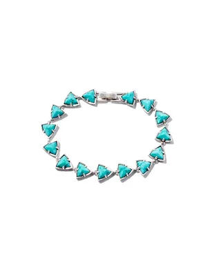 Robby Vintage Silver Link and Chain Bracelet in Variegated Turquoise Magnesite