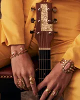 Elton Vintage Gold Etch Frame Cuff Bracelet in Blush Pink Quartzite