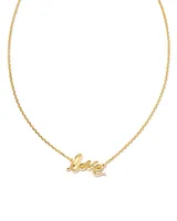 Love Script 18k Gold Vermeil Pendant Necklace in White Sapphire