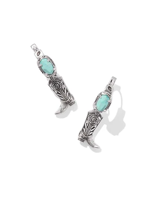 Beau Vintage Gold Boot Huggie Earrings Variegated Turquoise Magnesite