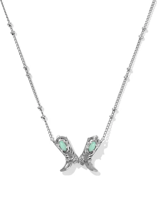 Beau Vintage Silver Boot Short Pendant Necklace Sea Green Chrysocolla