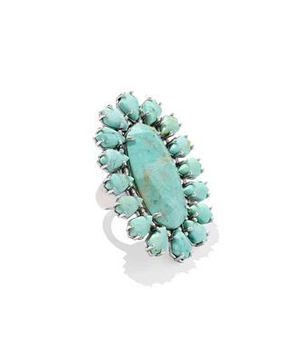 Flynn Vintage Silver Cocktail Ring Sea Green Chrysocolla