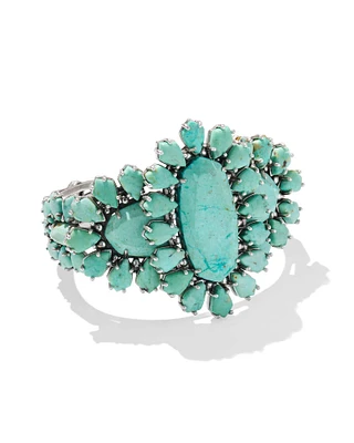 Flynn Vintage Silver Statement Cuff Bracelet Sea Green Chrysocolla