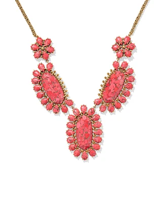 Flynn Vintage Gold Statement Necklace in Bronze Veined Red Magnesite