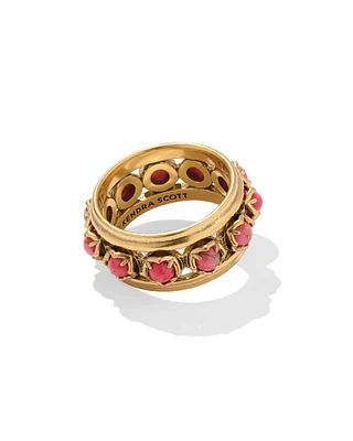 Ida Vintage Gold Band Ring Bronze Veined Red Magnesite