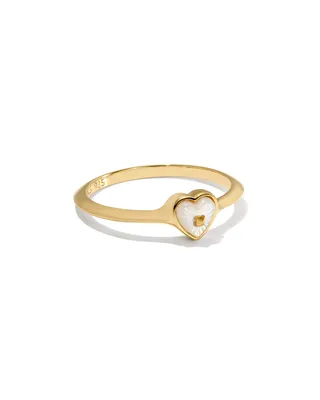 Adalynn 18k Gold Vermeil Heart Band Ring Ivory Mother-of-Pearl