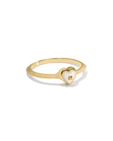 Adalynn 18k Gold Vermeil Heart Band Ring Ivory Mother-of-Pearl