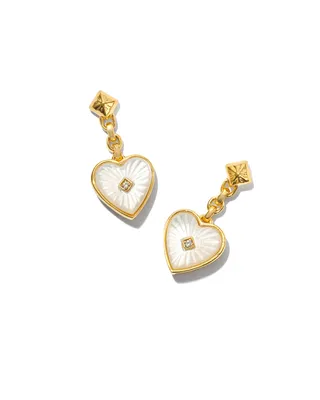 Adalynn 18k Gold Vermeil Heart Drop Earrings in Ivory Mother-of-Pearl