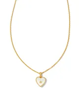 Adalynn 18k Gold Vermeil Heart Pendant Necklace in Ivory Mother-of-Pearl