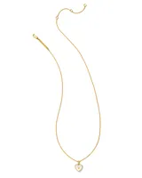 Adalynn 18k Gold Vermeil Heart Pendant Necklace in Ivory Mother-of-Pearl