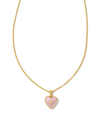 Adalynn 18k Gold Vermeil Heart Pendant Necklace in Phosphosiderite
