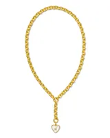 Adalynn 18k Gold Vermeil Heart Y Necklace in Ivory Mother-of-Pearl