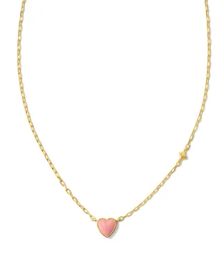 Enamel 18k Gold Vermeil Heart Pendant Necklace in Pink