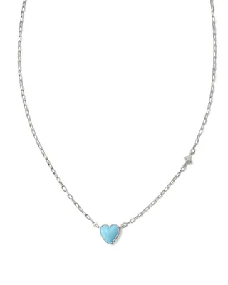 Enamel Sterling Silver Heart Pendant Necklace in Blue