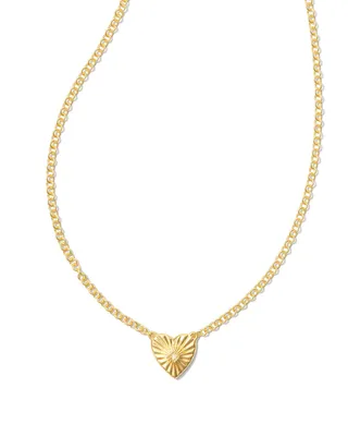 Maia 18k Gold Vermeil Heartburst Pendant Necklace in White Sapphire