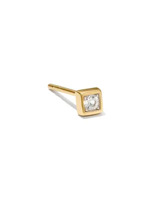 Maia 18k Gold Vermeil Square Bezel Single Stud Earring in White Topaz
