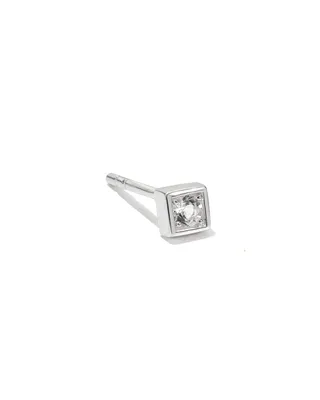 Maia Sterling Silver Square Bezel Single Stud Earring in White Topaz