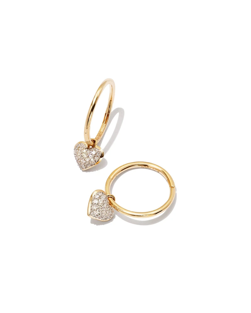 Madeline 14k White Gold Huggie Earrings in White Diamond