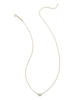 Toi et Moi 14k Yellow Gold Pendant Necklace in White Sapphire and White Pearl