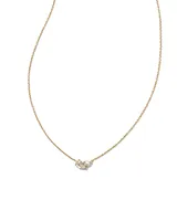 Toi et Moi 14k Yellow Gold Pendant Necklace in White Sapphire and White Pearl