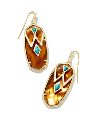 Wrangler® x Yellow Rose by Kendra Scott Elle Gold Drop Earrings in Amber Illusion with Variegated Turquoise